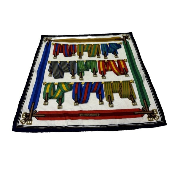 Hermès Men's Les Sangles Silk Scarf / Handkerchief Vintage Hermes Elegant Piece - Picture 8 of 10